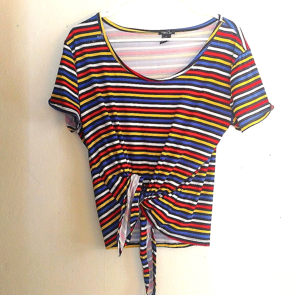 Striped Knot Crop Tee